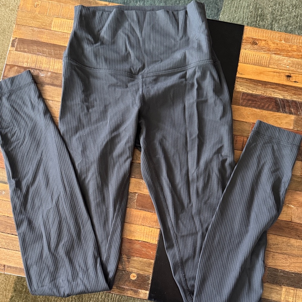 lululemon athletica Ribbed High-Rise Leggings in Charcoal Gray
